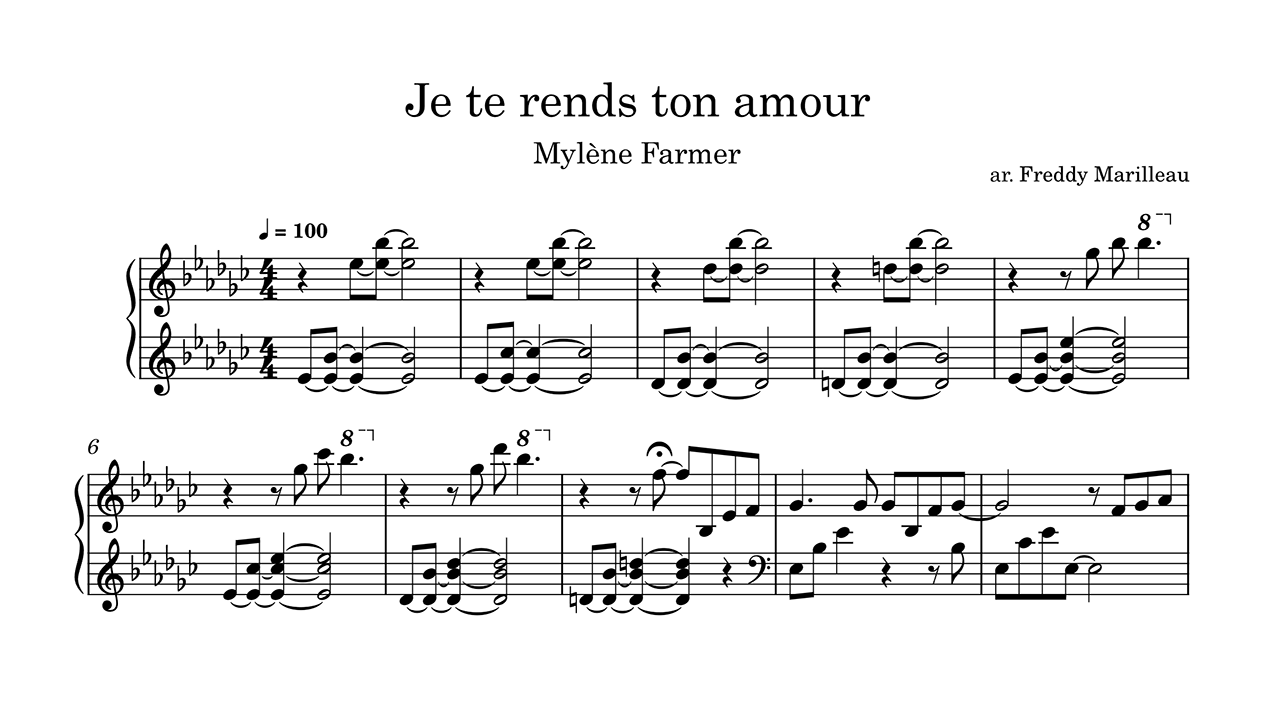 Mylène Farmer - Je te rends ton amour Piano Sheet Music