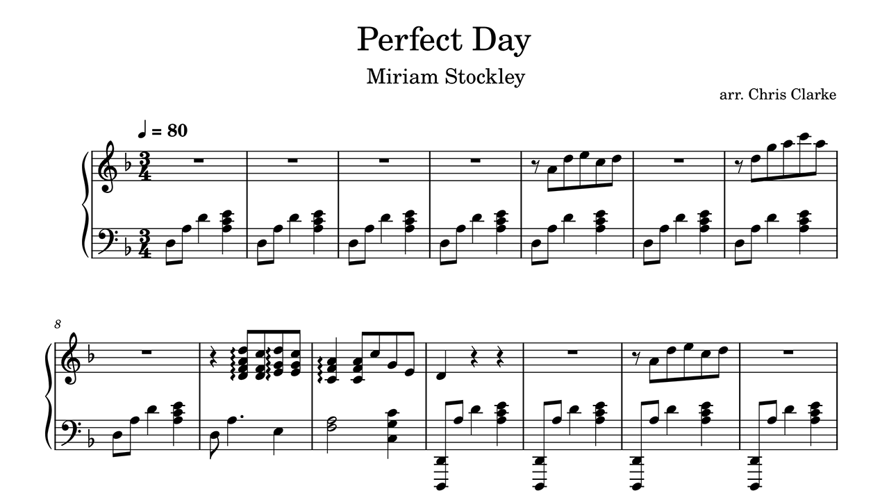 Miriam Stockley - Perfect Day Piano Sheet Music