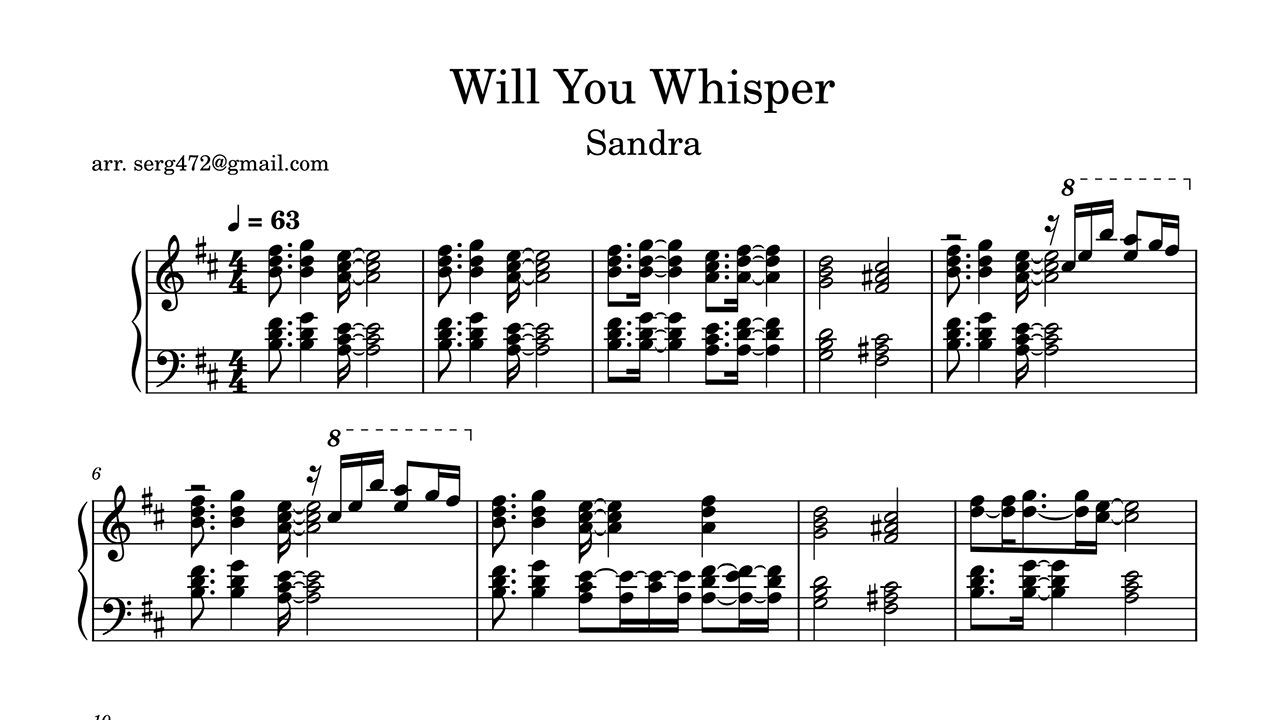 Sandra - Will You Whisper Piano Sheet Music